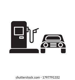 icono del vector de la estación de gas en fondo blanco