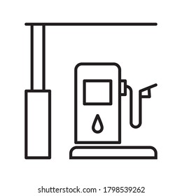 icono del vector de la estación de gas en fondo blanco