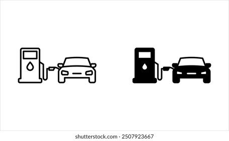 Gas station vector icon set. For web design, app and UI. isolated on white background.