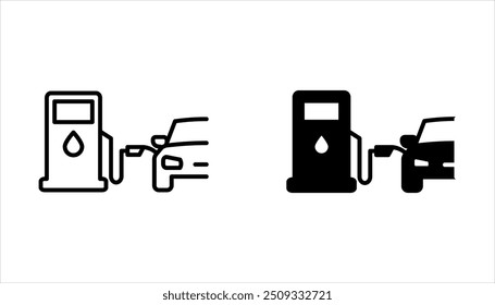 Conjunto de ícones vetoriais do posto de gasolina. Para web design, aplicativo e interface do usuário. isolado no fundo branco.