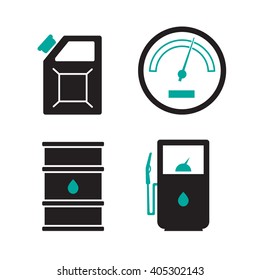 Gas station vector icons set. Gas icon, car and oil icon