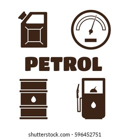 Gas station vector icons set. Petrol icon, car and oil icon