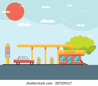 Gas station vector illustration