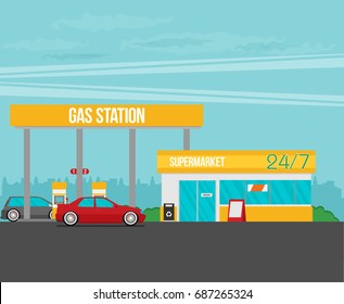 Gas station vector illustration