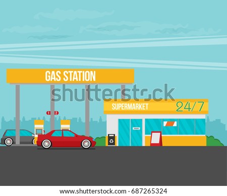 Gas station vector illustration