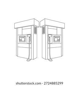 Diseño de Ilustración vectorial de gasolinera. Icono de arte de línea en blanco y negro. Mini bomba de gasolina.