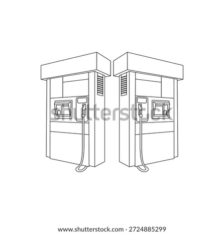 Gas Station vector illustration design. Black and white line art icon. Mini Petrol Pump.