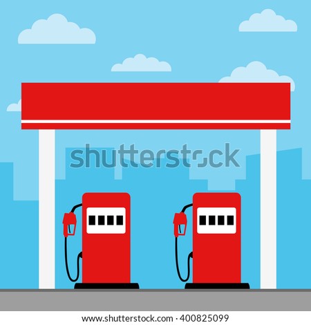 Gas station vector illustration, flat style.