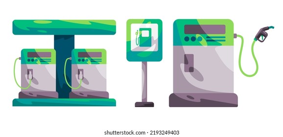 Gas station vector illustration fuel machine equipment petroleum pump