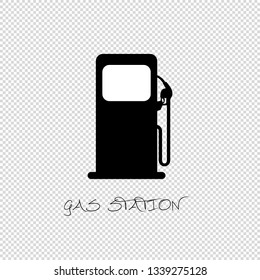 Gas Station - Vector Illustration - Isolated On Transparent Blackground
