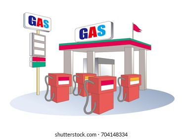 gas station vector image / Illustration material drawn with a vector
