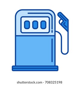 Gas station vector line icon isolated on white background. Gas station line icon for infographic, website or app. Blue icon designed on a grid system.