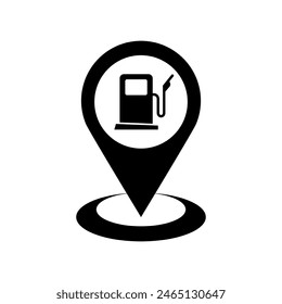 Gas station vector map pin. Refill fuel location sign.