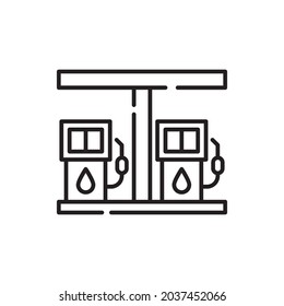 Gas station vector outline icon style illustration. Eps 10 file