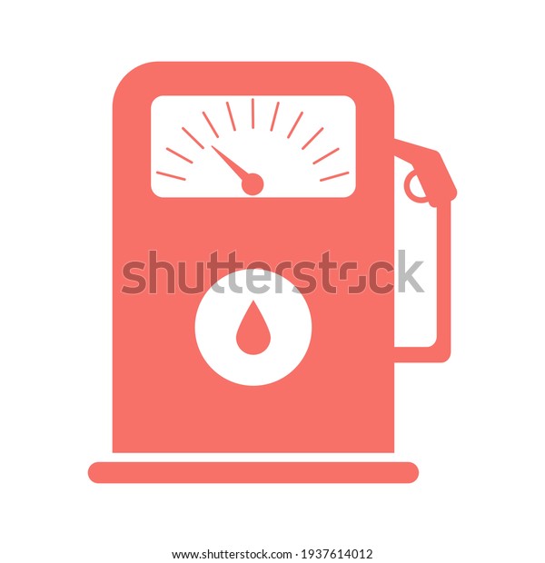 Gas station vector red icon.\
Refueling icon for web and app. Isolated on white background.\
