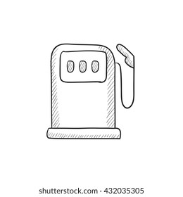 Gas station vector sketch icon isolated on background. Hand drawn Gas station icon. Gas station sketch icon for infographic, website or app.