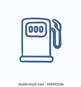 Gas station vector sketch icon isolated on background. Hand drawn Gas station icon. Gas station sketch icon for infographic, website or app.