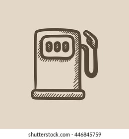Gas station vector sketch icon isolated on background. Hand drawn Gas station icon. Gas station sketch icon for infographic, website or app.