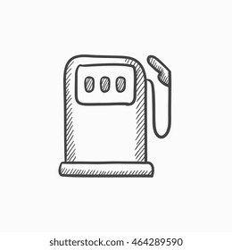 Gas station vector sketch icon isolated on background. Hand drawn Gas station icon. Gas station sketch icon for infographic, website or app.