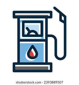 Gas Station Vector Thick Line Filled Dark Colors Icons For Personal And Commercial Use.
