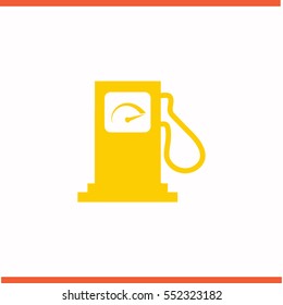 Gas station vector yellow icon on white background. Gas station symbol stock bitmap illustration. Business picture.