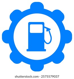 Gas station and wheel on white