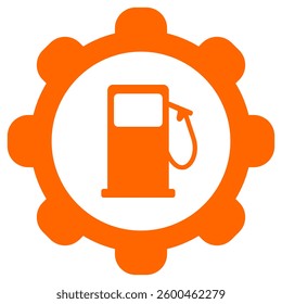Gas station and wheel on white