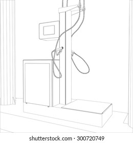 Gas station wire-frame line vector. Illustration created of 3d. EPS 10 vector format.