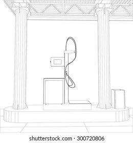 Gas station wire-frame line vector. Illustration created of 3d. EPS 10 vector format.