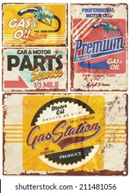 Gas stations service vintage signs collection.