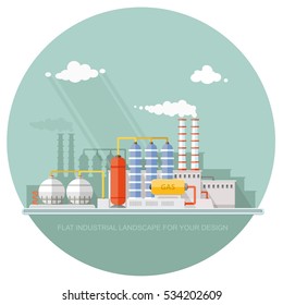 Gas storage spheres tank in petrochemical plant. Extraction and processing of liquefied. factory, station on the background of the urban landscape. flat icon