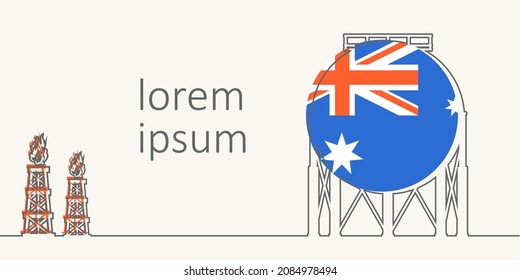 Gas storage tank with flag of Australia