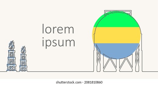 Gas storage tank with flag of Gabon