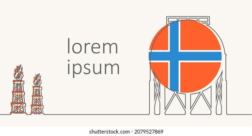 Gas storage tank with flag of Norway
