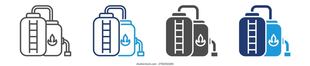 Conjunto de iconos de tanque de almacenamiento de gas estilo múltiple