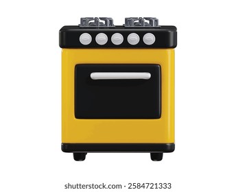 Gas stove 3d render concept of kitchen equipment for cooking food vector illustration