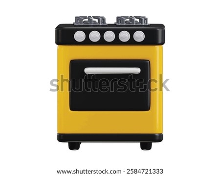 Gas stove 3d render concept of kitchen equipment for cooking food vector illustration