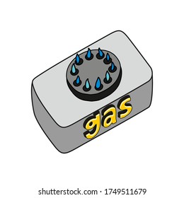 Gas stove with a burner. Hand drawn stock vector illustration.