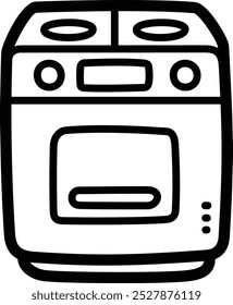 Ícone de vetor de doodle do fogão a gás e ilustração