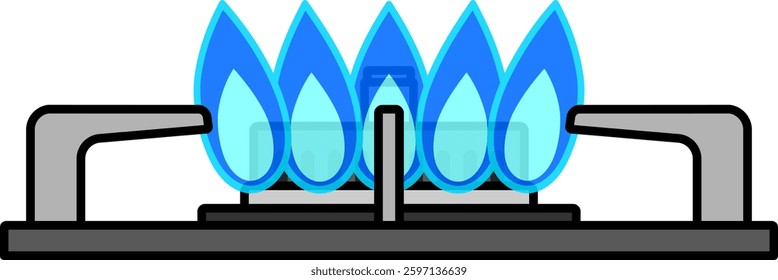 Gas stove flame isolated vector illustration
