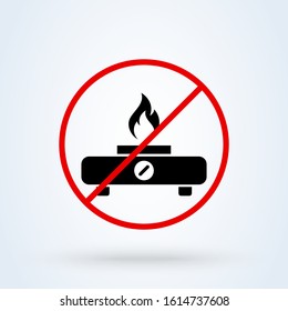 gas stove forbidden. Simple vector modern icon design illustration.