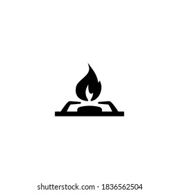 Gas stove icon. Gas flame from the stove black silhouette isolated on a white background. Illustration logo template. Icon for websites, web design, and mobile apps.