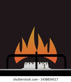 Gas stove icon isolated in black