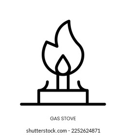 gas stove icon. Line Art Style Design Isolated On White Background