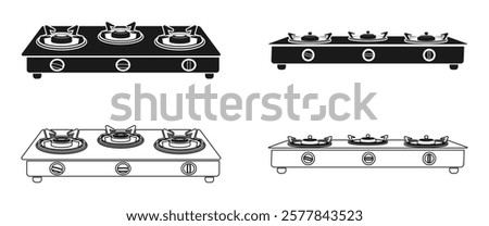 gas stove icon set vector illustration isolated on white background.