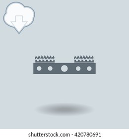 Gas stove icon with shadow. Cloud of download with arrow.