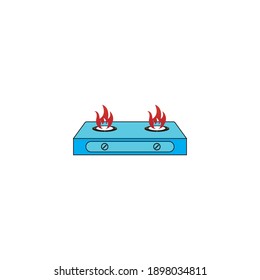 Plantilla del logotipo de la ilustración de la ilustración del vector del icono de la cocina de gas.