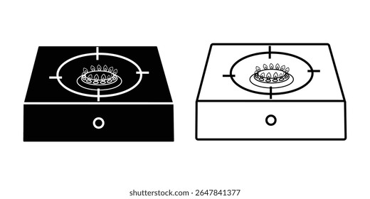 Fogão a gás Ícone projeto vetorial. Silhueta do forno a gás e símbolo do vetor do fogão a gás. Ilustração vetorial.
