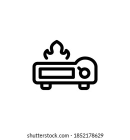 gas stove icon, vector, line art design, editable stroke