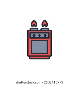 Gas stove icon. vector.Editable stroke.linear style sign for use web design,logo.Symbol illustration.